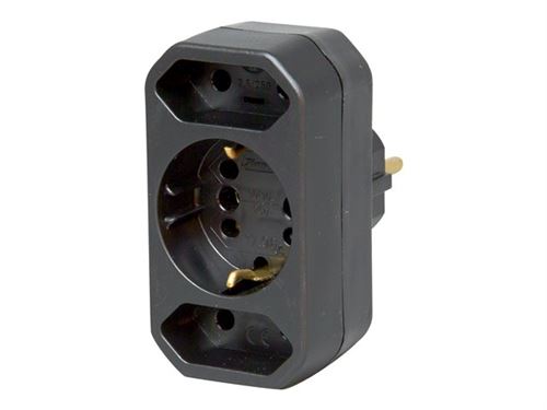 Kopp DUOversal - Adaptateur secteur - CEE 7/7, Europlug (F) pour CEE 7/7 (M) - noir