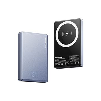Batterie externe portable de 10 000 mAh,ELVANZA Batterie externe,Bleu,Ultra-mince, sans fil, fixation magnétique, portable, très adaptable, excellente qualité, grande capacité de batterie - 1