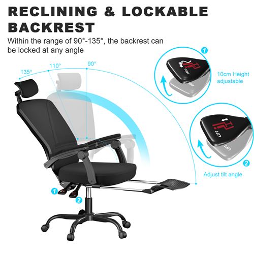 Repose-pieds ergonomique réglable sous le bureau, repose-pieds incliné pour  ordinateur, repose-pieds de bureau