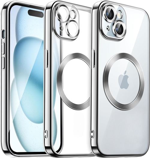 Coque Silicone Pour iPhone 15 Couleur Argent Compatible Magsafe Little Boutik®