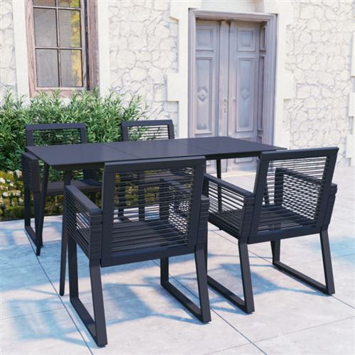 Non Communiqué Noir Ensemble À Manger D Extérieur 5 Pcs Rotin Pvc