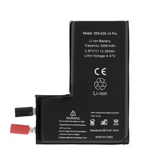 Batterie sans BMS pour iPhone 14 Pro Capacité 3200mAh Clappio Noir - 1