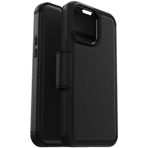 OtterBox Strada Series - Étui à rabat pour téléphone portable - compatibilité avec MagSafe - cuir, loquet métallique, polycarbonate - ombre - pour Apple iPhone 14 Pro Max