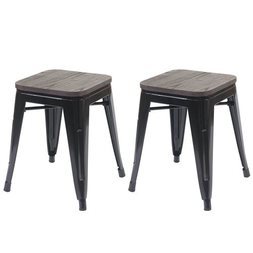 Mendler Noir 2X Tabouret Hwc-A73 Métal Design Industriel - Image 3