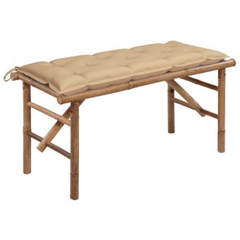 Banc de jardin pliable avec coussin 118 cm Bambou - 1