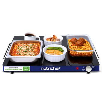 NutriChef Plaque de Cuisson Électrique (Plaque Chauffante) - 54×42 cm - 60/110 °C - Idéale pour Fêtes, Buffets & Grillades - Bleu - 1