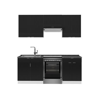 Cuisine Intégrée Fame-Line Single – 200cm – Style Rustique – Blanc Anthracite/or – Vicco