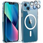 Coque Silicone Transparente Compatible Magsafe + Verres Trempes et Protections Camera Arriere X2 Pour iPhone 13 Little Boutik®