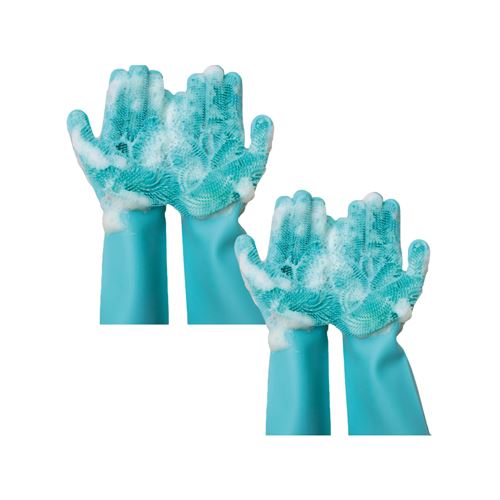 Comparer les prix de 2 Paires de gants de toilettage en silicone Pet glove - Venteo - Vert - Adulte - Lavable en machine, brosse/nettoie vos animaux