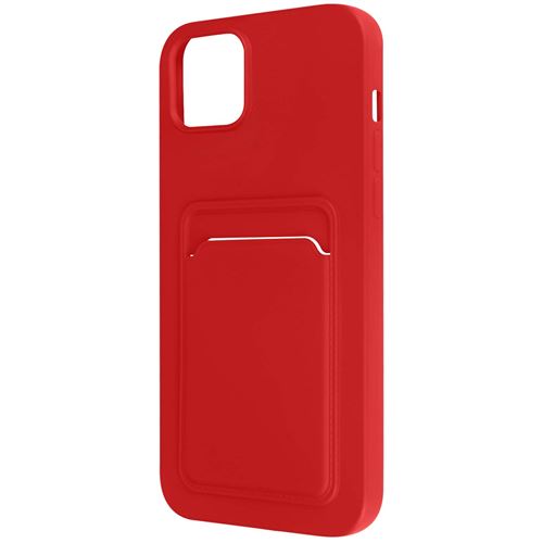 Coque pour iPhone 14 Silicone Souple Porte-carte Fine Légère Avizar rouge
