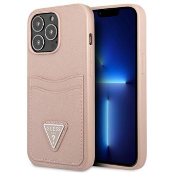 Cover Guess per iPhone 13 Pro sofisticata - Stripe marrone