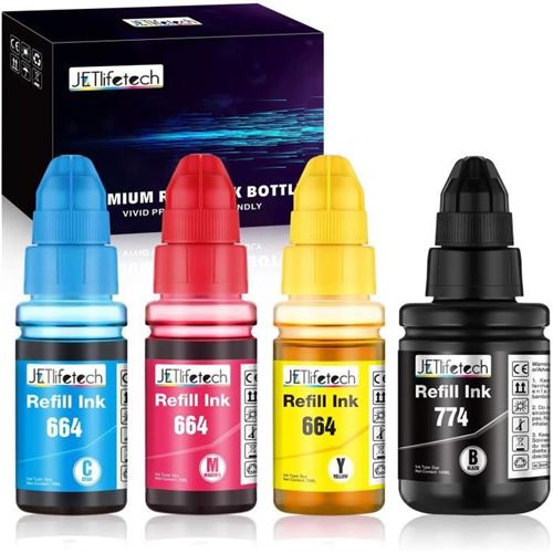 Cartouche compatible - 4x Bouteilles d'encre compatible Epson Ecotank 774