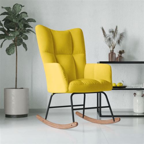 VIDAXL - Chaise à bascule - Velours - Jaune - Image 2