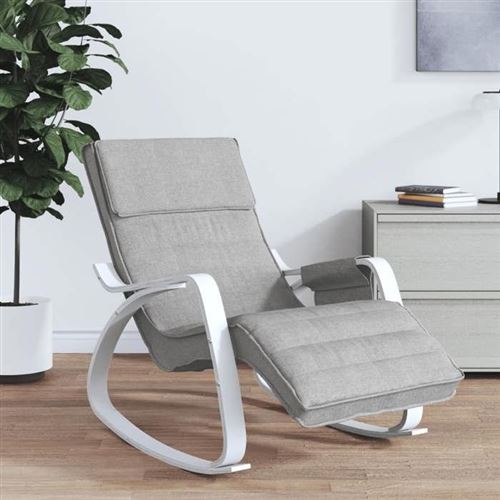 Vidaxl Gris/Clair Fauteuil À Bascule Tissu - Image 3