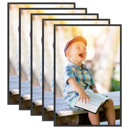 vidaXL Collage de cadres photo 5 pcs au mur table Noir 21x29,7 cm MDF