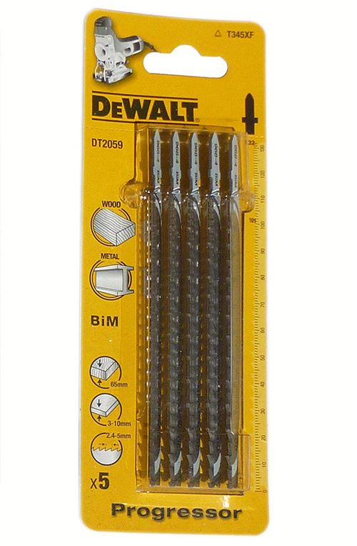 Dewalt Dt2059 Lot De 5 Lames De Scie Sauteuse Rogressor Tooth T Shank Bi-Metal T345Xf
