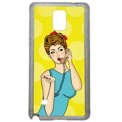 Coque Pin Up Fond Jaune Compatible Samsung Galaxy Note 4 Transparent