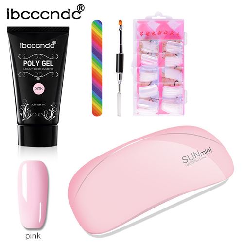 Générique Lampe À Ongles Usb Poly Gel False Nails Liquid Double-End Nail Pusher Set - Multicolore - Image 1