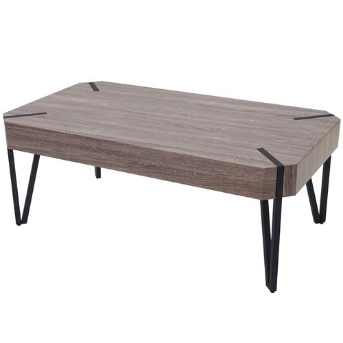 Table basse de salon Kos T573 FSC 43x110x60cm pieds métalliques foncés