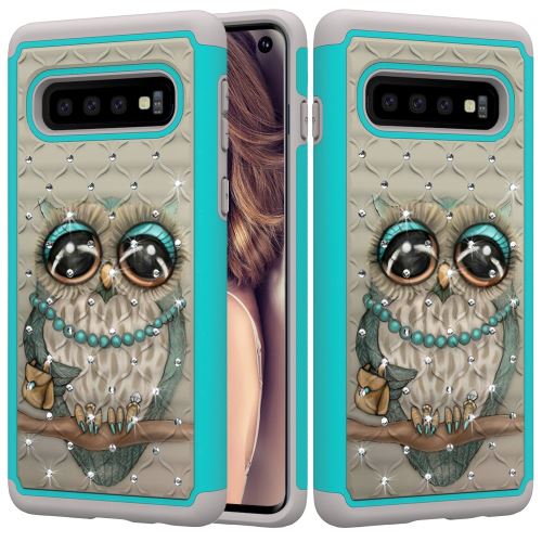 Coque en TPU impression de motifs décor strass chouette pour votre Samsung Galaxy S10