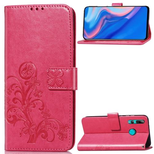 Etui en PU trèfle avec support rose pour votre Huawei P Smart Z/Y9 Prime (2019)