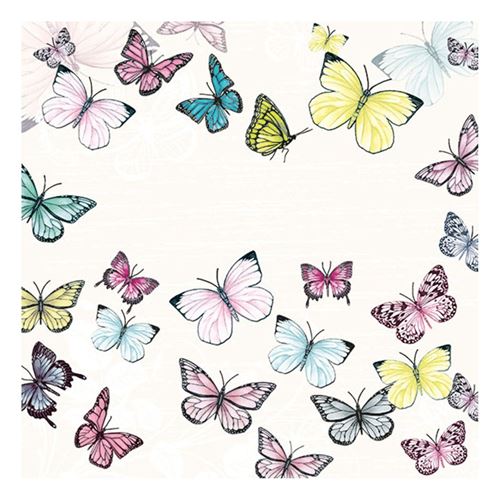 20 serviettes papillons 33x33cm