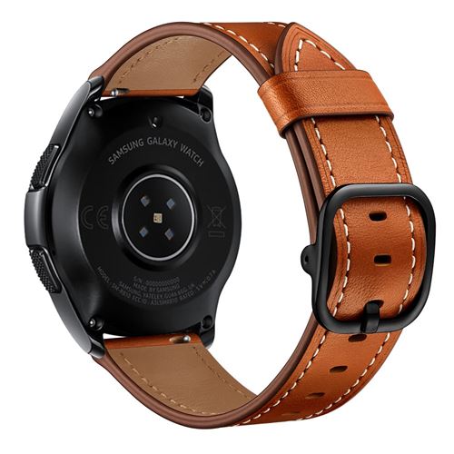 Bracelet en cuir véritable Style DS marron pour votre Samsung Galaxy Watch 3 45/46mm