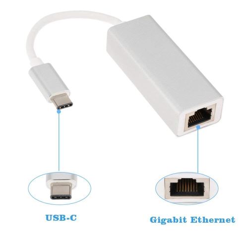 VSHOP® Adaptateur Aluminium USB C 3.1 vers RJ45 Gigabit Ethernet 10/100/1000 Mbit/s Compatible avec Mac OS X v.10.0 ou plus et Windows 10 / 8 / 7 / XP - Argent