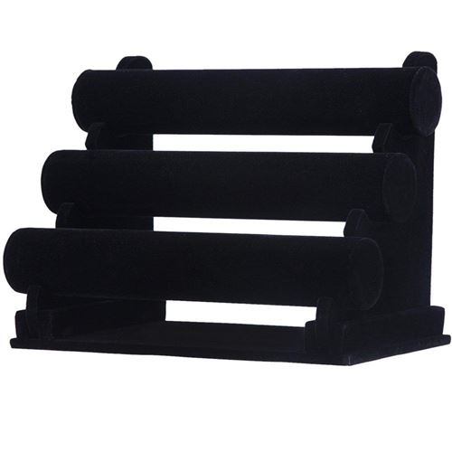 Présentoir porte bijoux support 3 rouleaux noir 32,5 cm