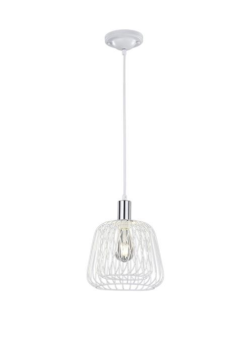 Trio Leuchten 300900102 Lampe suspension Métal, Chrome, Weiß, Durchmesser 25cm