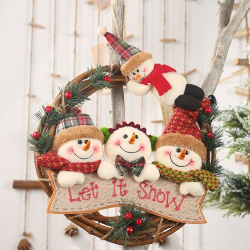 Pendentif guirlande de poupée en rotin arbre de Noël porte fenêtre porte décoration suspendue Yeti