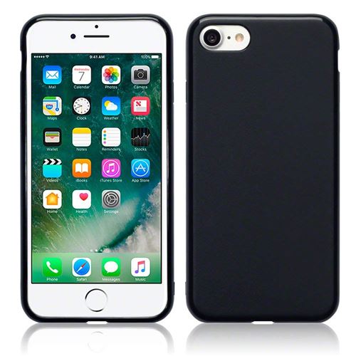 VSHOP® Coque iPhone 8 Plus / iPhone 7 Plus, Étui Coque en Gel TPU pour iPhone 8 Plus et iphone 7 Plus Cover - Noir Mat avec pourtour noir brillant