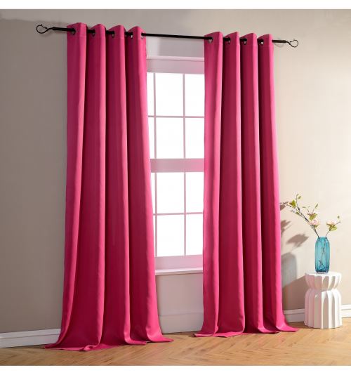 Lot de 2 rideaux occultant fushia 140 x 260 cm