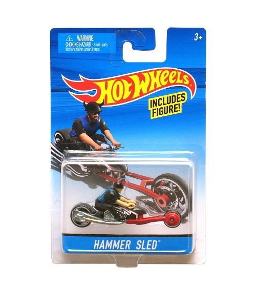 Hot wheels moto noir hammer sled avec figurine - mattel - motorcycle - vehicule miniature
