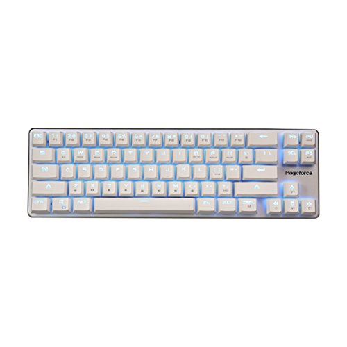 Qisan Clavier de jeu Mécanique Clavier câblé Cherry MX Bleu Commutateur Bleu glacé Rétroéclairage Clavier 68-Keys Mini Design-Blanc
