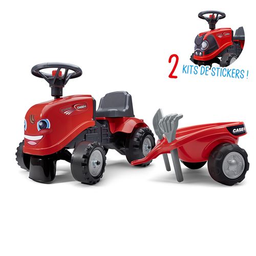 Porteur tracteur Case IH avec remorque - pelle et rateau - Rouge