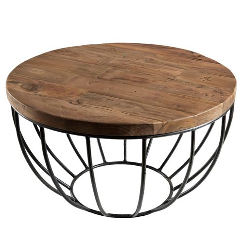 Table basse bois coque noire 60 x 60 cm
