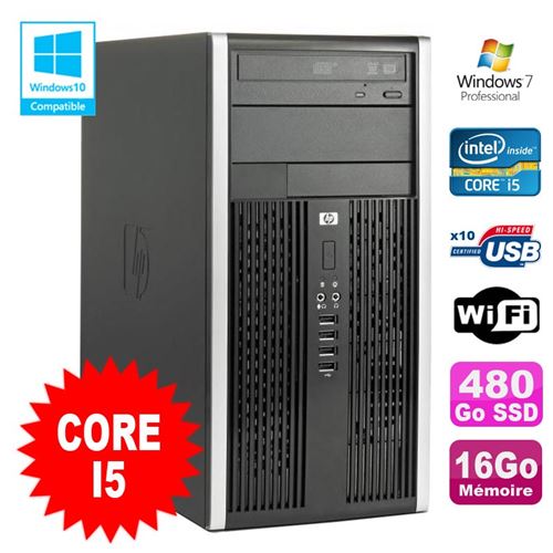 Pc tour hp pro 6200 core i5 3.1ghz 16go disque 480go ssd graveur wifi win 7