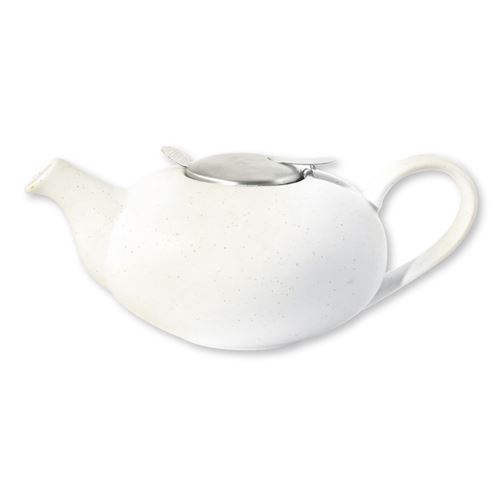 Bruno Evrard - Théière blanc moucheté en faïence avec filtre inox 1,1L