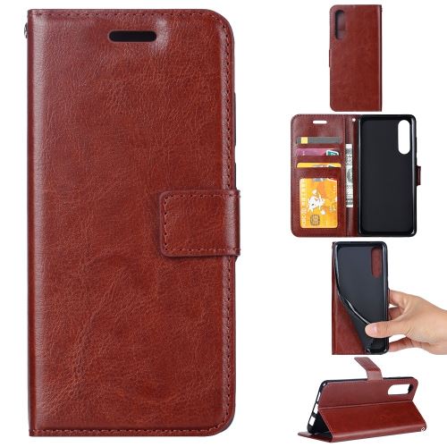 Etui en PU avec support marron pour votre Huawei P30