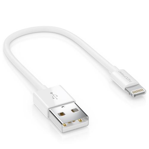deleyCON - Câble Lightning - Lightning mâle pour USB mâle - 15 cm - blanc - pour Apple iPad/iPhone/iPod (Lightning)