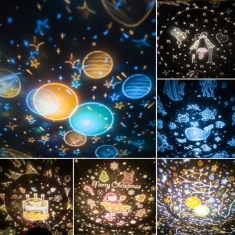 Veilleuses Senqiu Veilleuse projecteur etoile, lampe musique et lumineuse  360°rotation, alimenté par usb, 5 films de projection 3 réglages de  luminosité, idéal pour