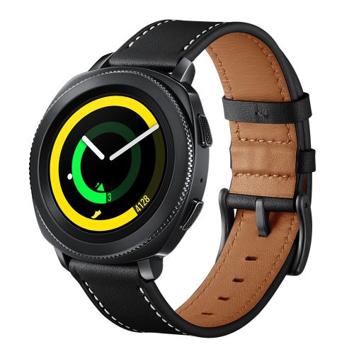 Générique Noir Bracelet En Cuir Véritable 20Mm Pour Votre Samsung Gear Sport - Image 1