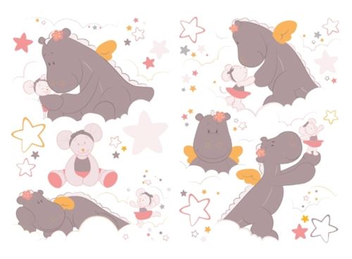 Stickers chambre bébé Noukies Mia et Victoria