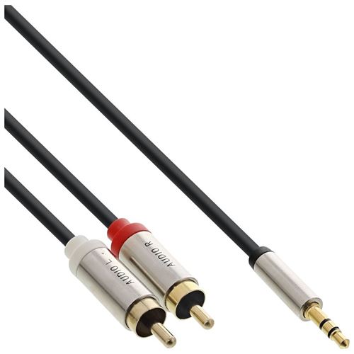 Câble audio mince InLine® de 3,5 mm mâle à 2x RCA mâle de 1 m