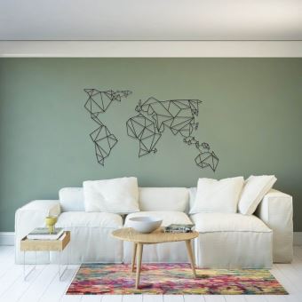 Homemania Decoration Murale Carte Du Monde Art Mural Pour Sejour Chambre Bureau Noir En Metal 140 X 0 15 X 80 Cm Achat Prix Fnac