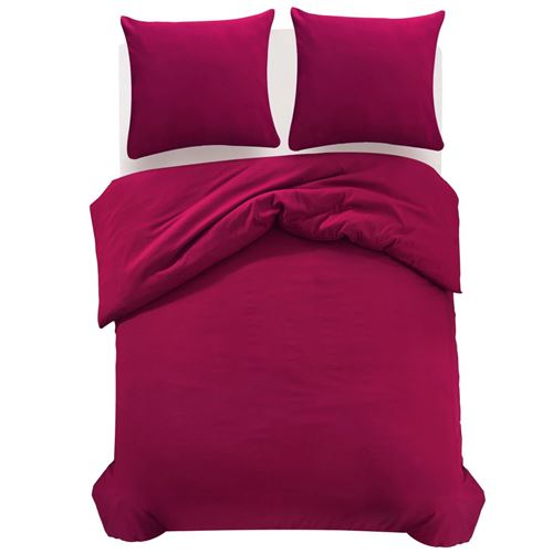 vidaXL Dekbedovertrekset bordeauxrood 200x200/80x80 cm 3-delig