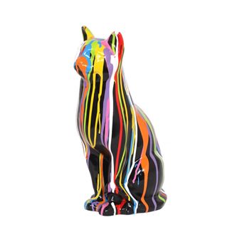 Statue En Resine Chat Multicolore Jules 40 Cm Achat Prix Fnac