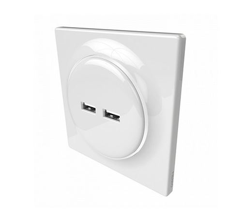 Prise murale Walli - Double USB - Blanc