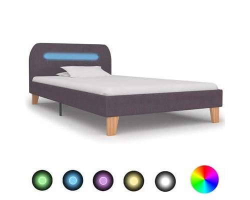vidaXL Cadre de lit avec LED Taupe Tissu 90 x 200 cm